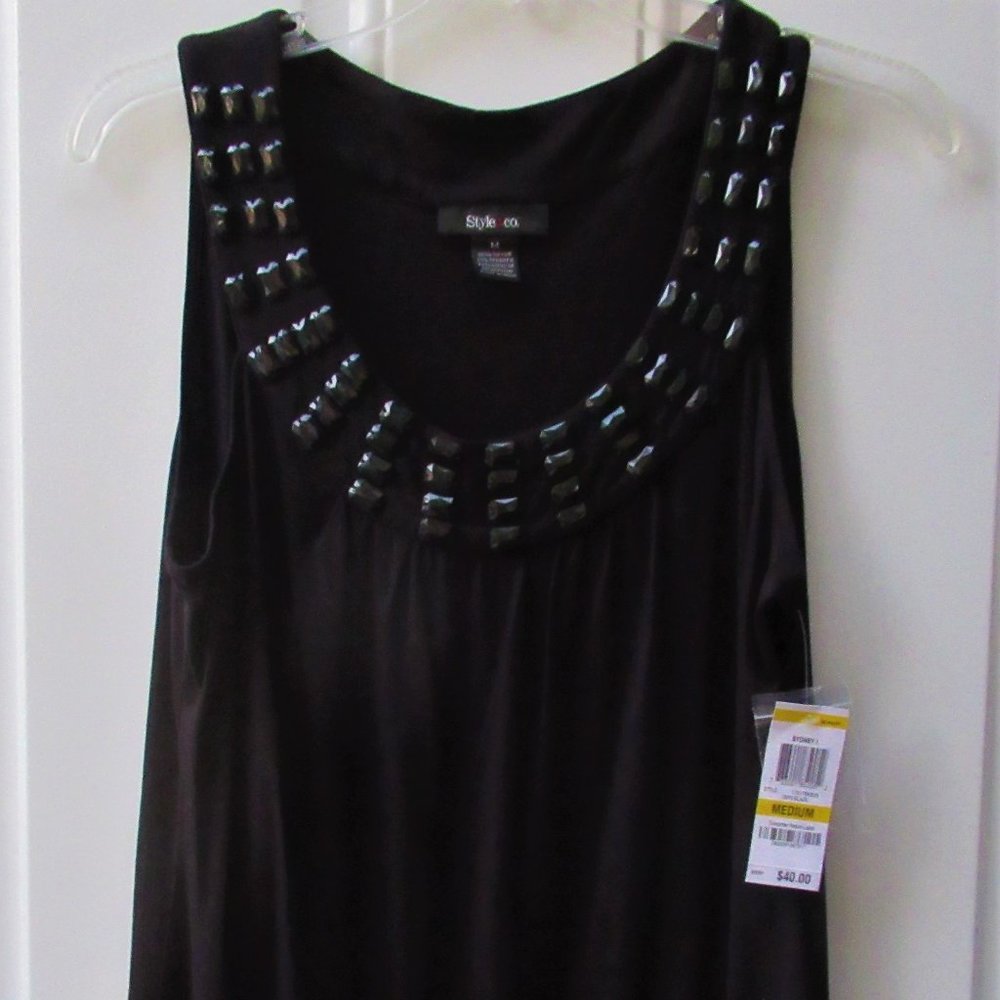 Style & Co. Black Tank Top Size Medium with Beadwork